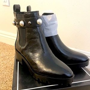 Karl Lagerfeld black patent leather boot